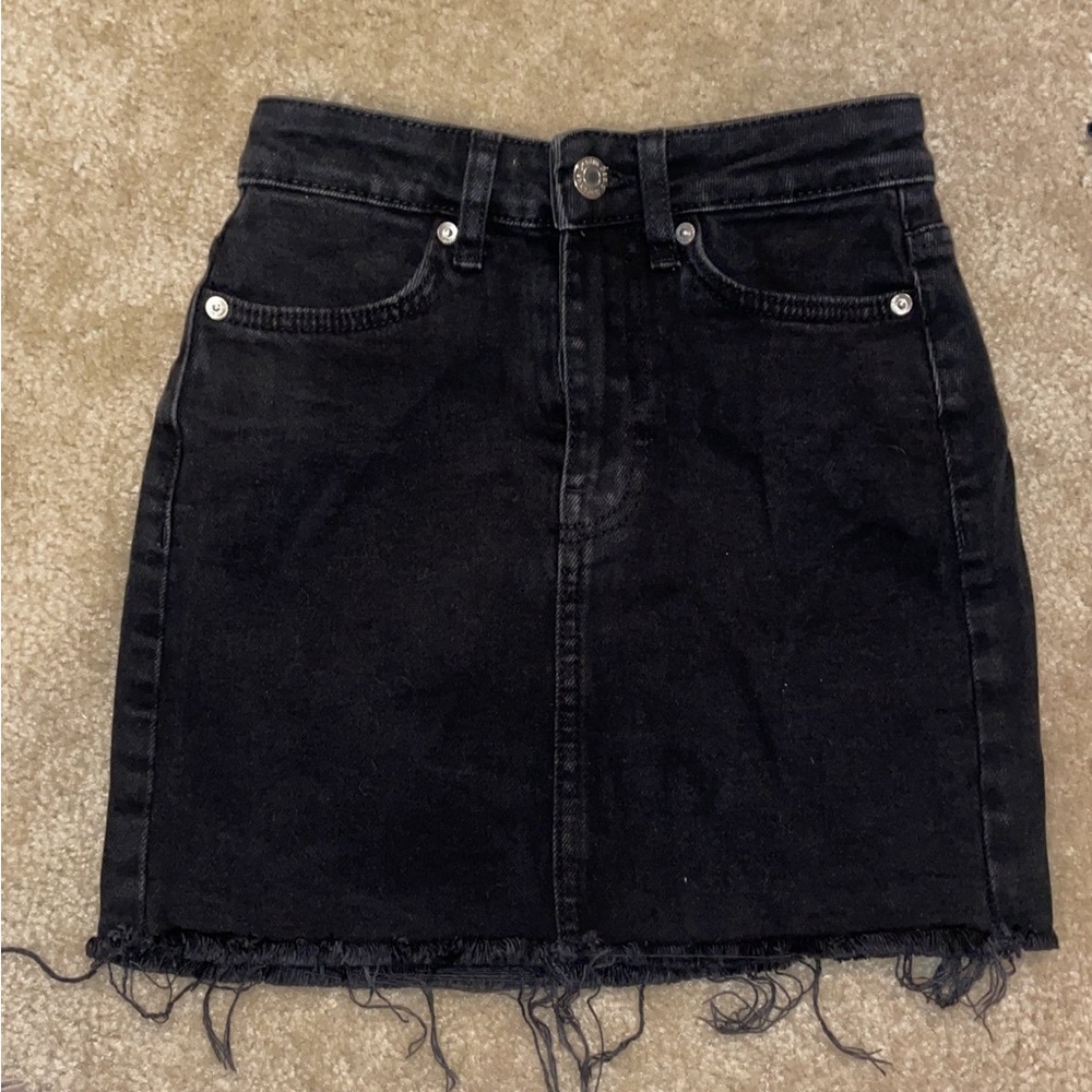 Bershka high rise denim skirt black  00